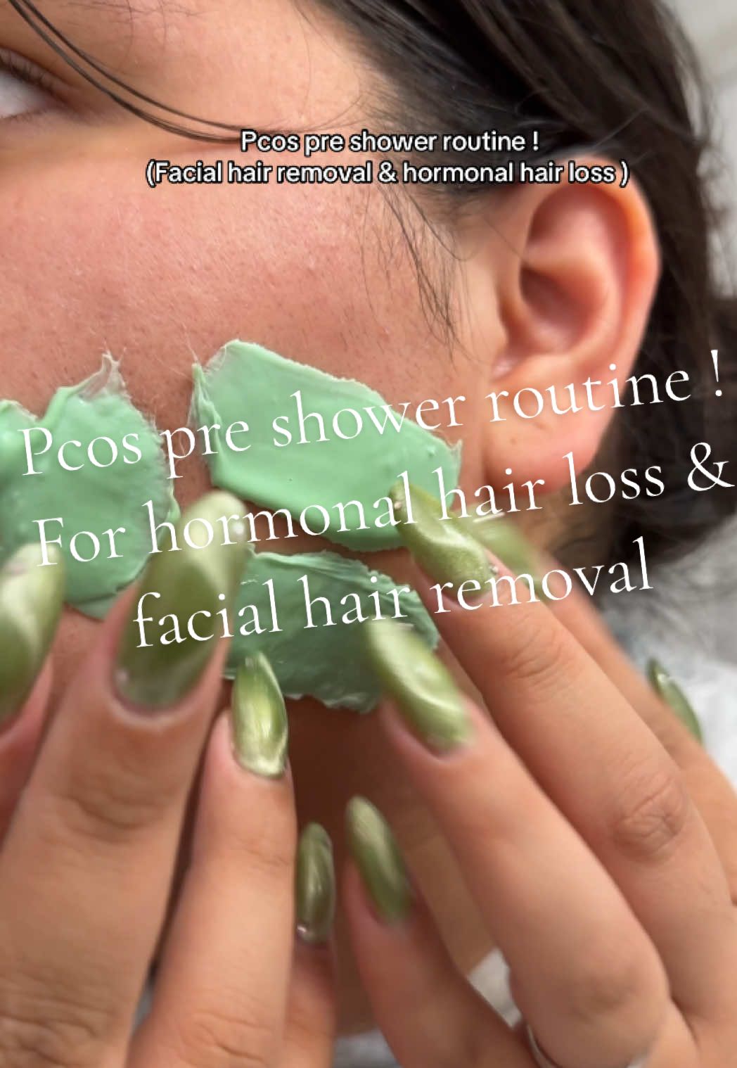 My Pcos Pre shower routine for hormonal hair loss & facial hair removal !!!  USED  - @Gigispa sensitive skin wax  - @Briogeo pre shower scalp treatment  - @Josie Maran argan oil on ends of hair  - @Fenty Hair detangler  - @Emi Jay hair claw  #pcosawareness #pcosfacialhairremoval #hormonalhairloss #hairthinning #scalphealth #hairbreakage #hairbreakagerepair #pcosbeautycare 