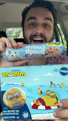 Cookie Dough Log + Minions 🍪🥸 #cookiedough #foodreview #minions #takis #food #fyp #foryoupage #cookies 