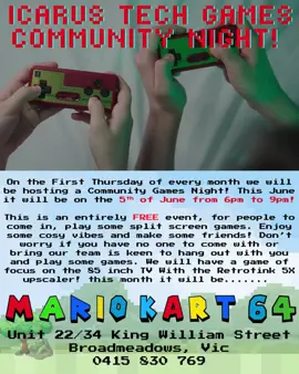 Hey there! We have our next community games night coming up on the 5th of June! Come down, play some games and make some friends. We have a huge range of mulitplayer games including boardgames! #videogames #communitynight #lgbtqiaplus #safespace #nintendo #gamecube #ps2 #xbox #xbox360 #pointblank #metalslug2 #astrocityarcade #versusacade #splitscreen #retrovideogames #broadmeadows #melbourne #freeevent 