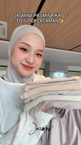 Try on percreaman jasmine 🤗 #pashminakaos #pashminajasmine #ootdhijab #hijabstyle 