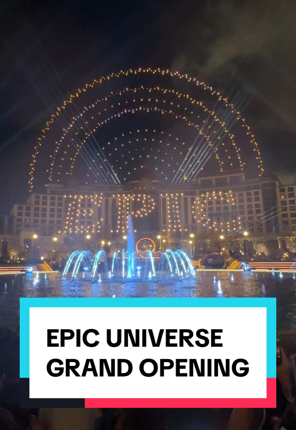 Watch the entire fireworks, drone, and water show from the Epic Universe Nighttime Grand Opening Celebration! EPIC UNIVERSE officially opens to the public tomorrow. We had two days to preview all the lands and restaurants before opening night party where the full park was open with complimentary food and drinks, concluding with this nighttime show. Note the cameo from Steven Spielberg! #epicuniverse #celestialpark #universalorlando #cosmosfountain #themeparks #grandopening #grandopeningcelebration 