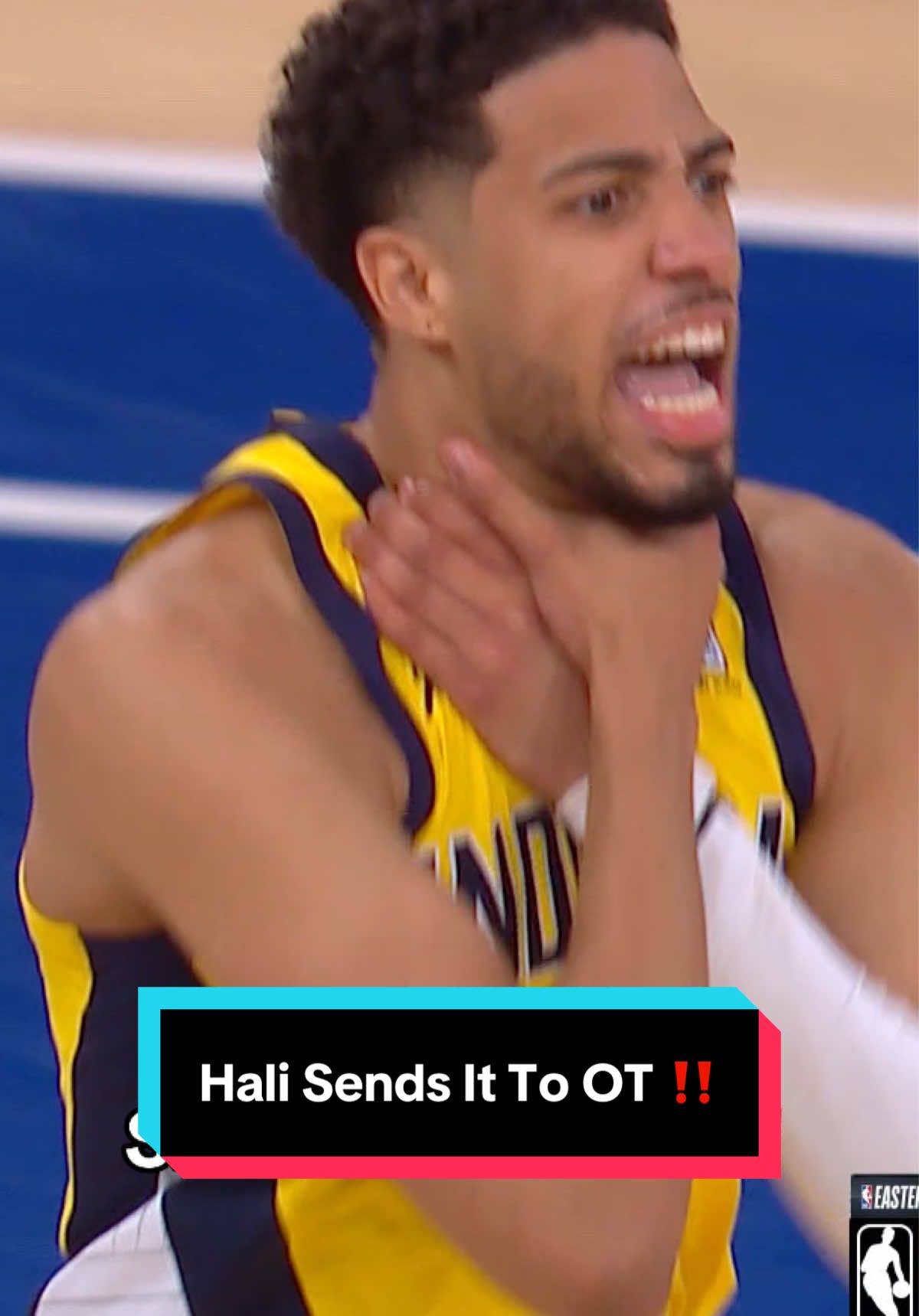 Tyrese Haliburton sends game 1 to overtime ‼️😱 #NBA #NBAPlayoffs #Basketball #IndianaPacers #TyreseHaliburton 