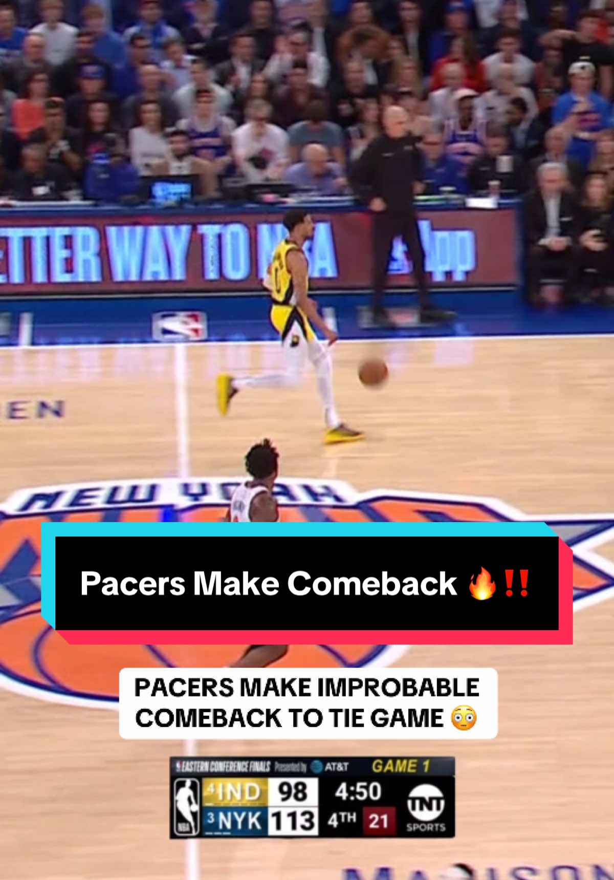 The @Pacers make huge comeback to tie the game 🔥😳 #NBA #Basketball #IndianaPacers 
