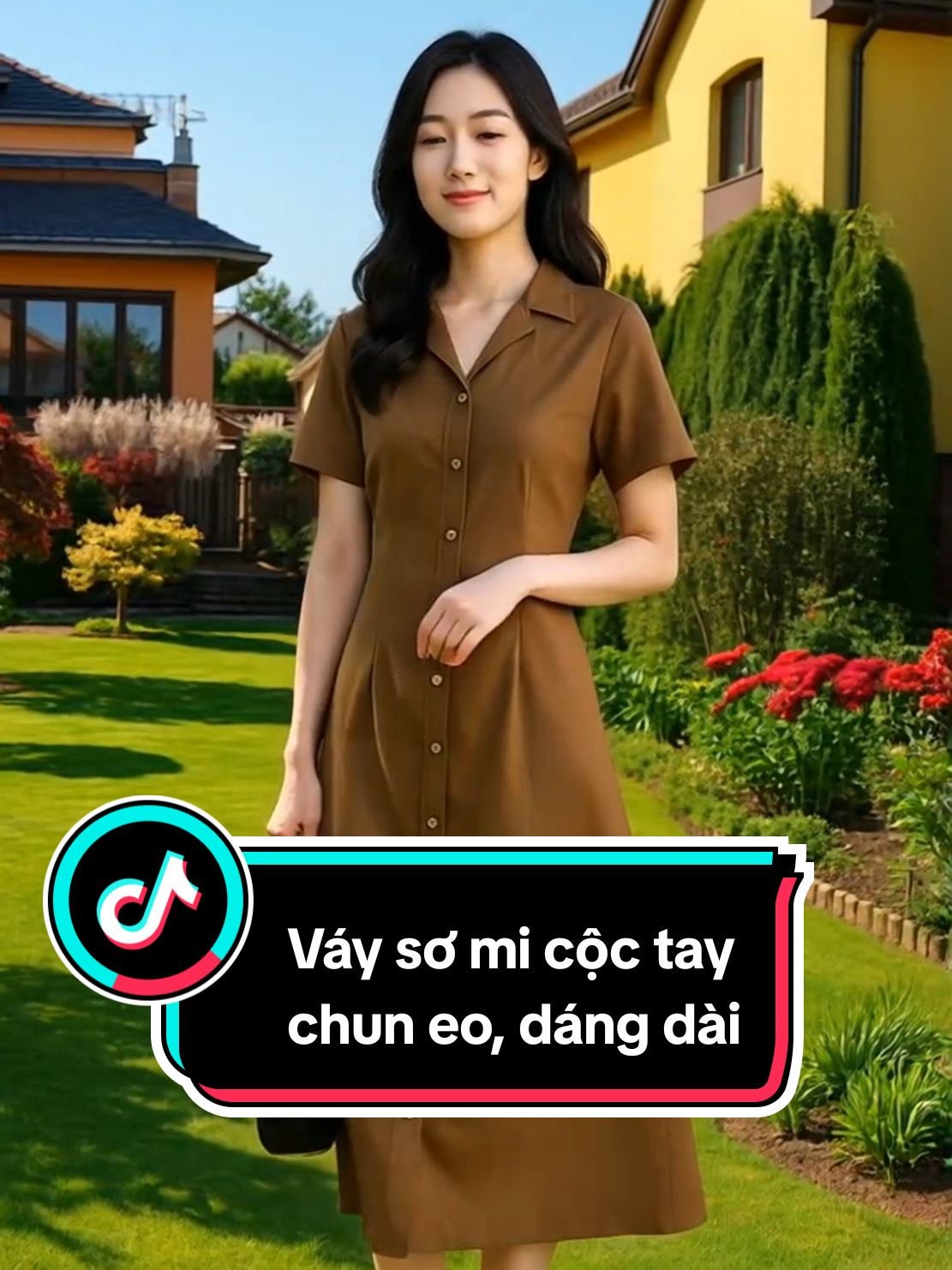 Váy sơ mi cộc tay, chun eo, dáng dài #linhlinhshop17 #vay #vayxinh #vaydangdai #vaydangdaixinh 