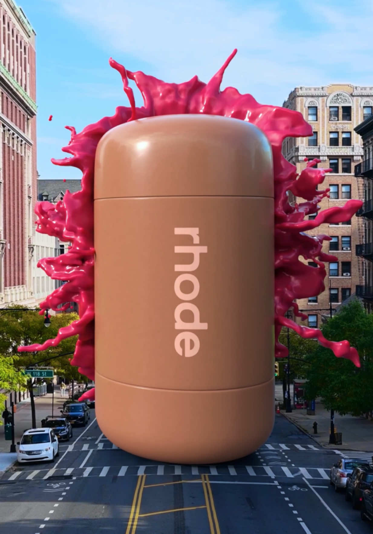 casually dropping @rhode skin in the streets of nyc💖 #vfx #3d #blender #cgi 
