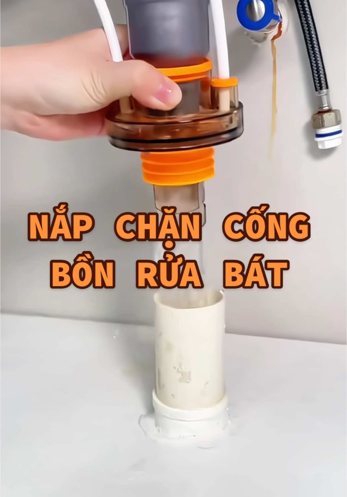 Nắp chặn cống bồn rửa bát kèm ống thoát cho máy lọc nước tiện lợi #napchancongbonruachen #haidohay 