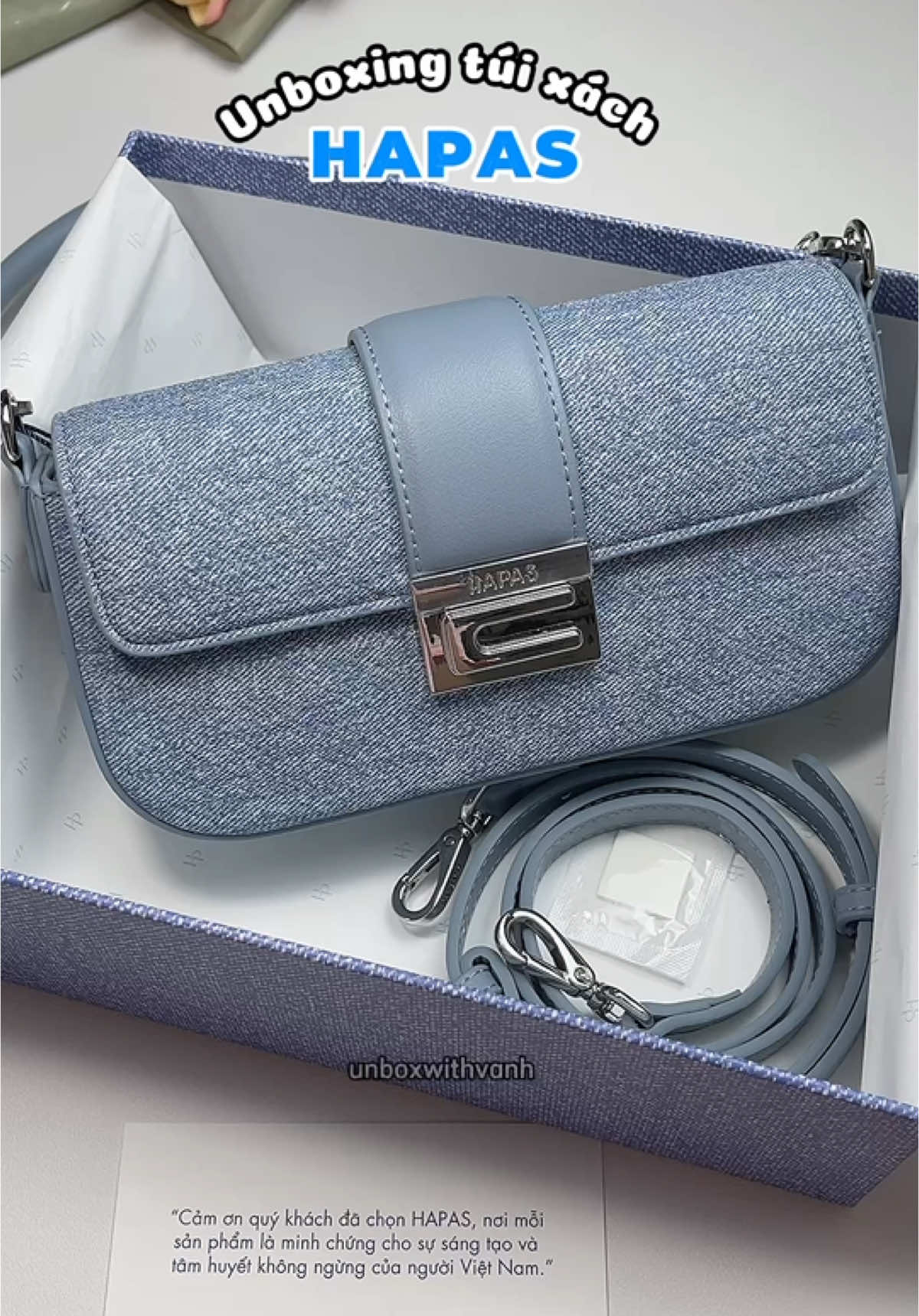 unbox em túi denim hot hit nhà HAPAS #tuixach #tuixachnu #tuideocheo #HAPAS #hapasvn #unboxwithvanh 
