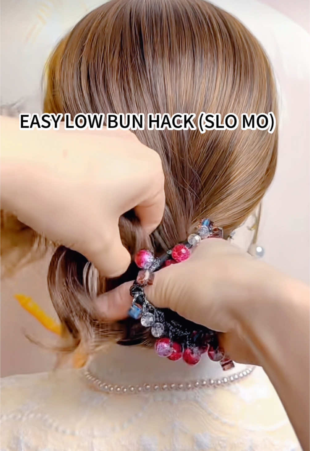 EASY LOW BUN HACK (SLO MO) #shorts #fashion #beauty #hairstyle #elegant