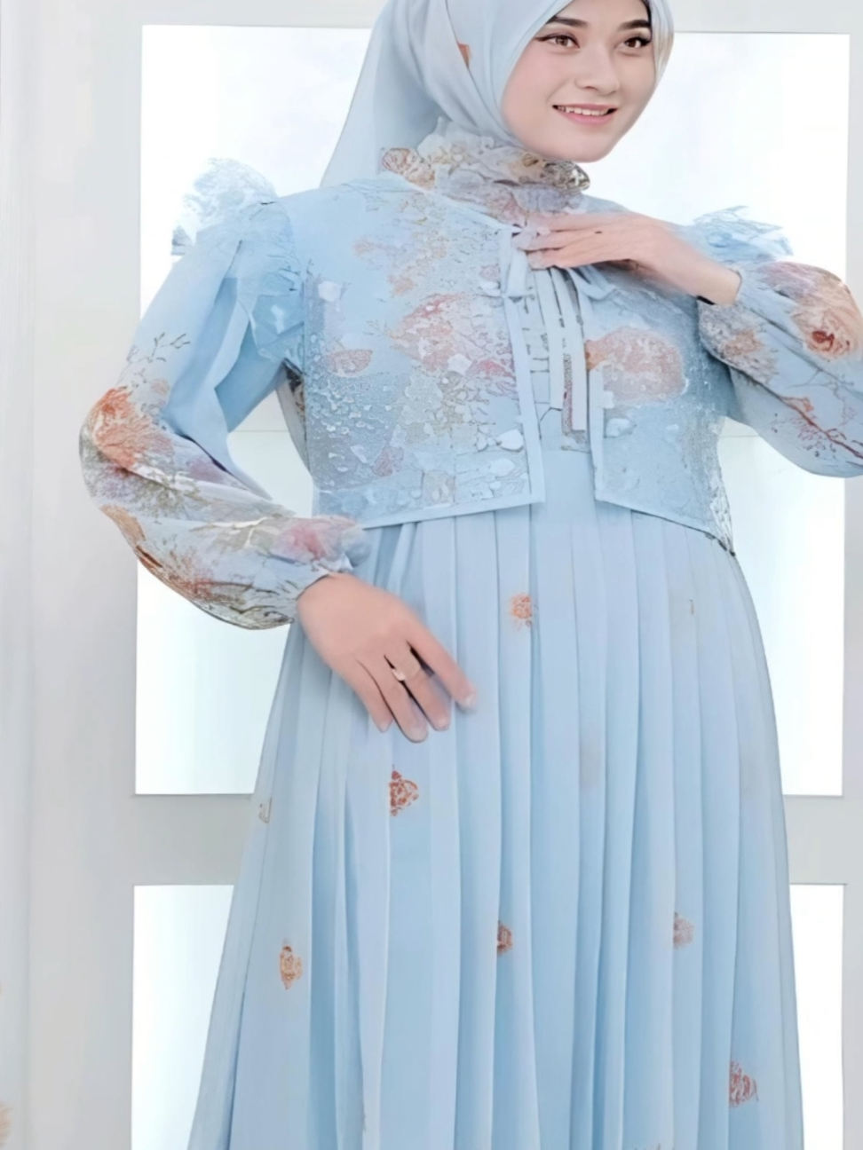 Maura Dress Ceruty Printing Mix Burkat Tile Set Hijab SegiEmpat Motif Muslim Wanita #dress #sethijab #bajumuslim #foryou #fyp 