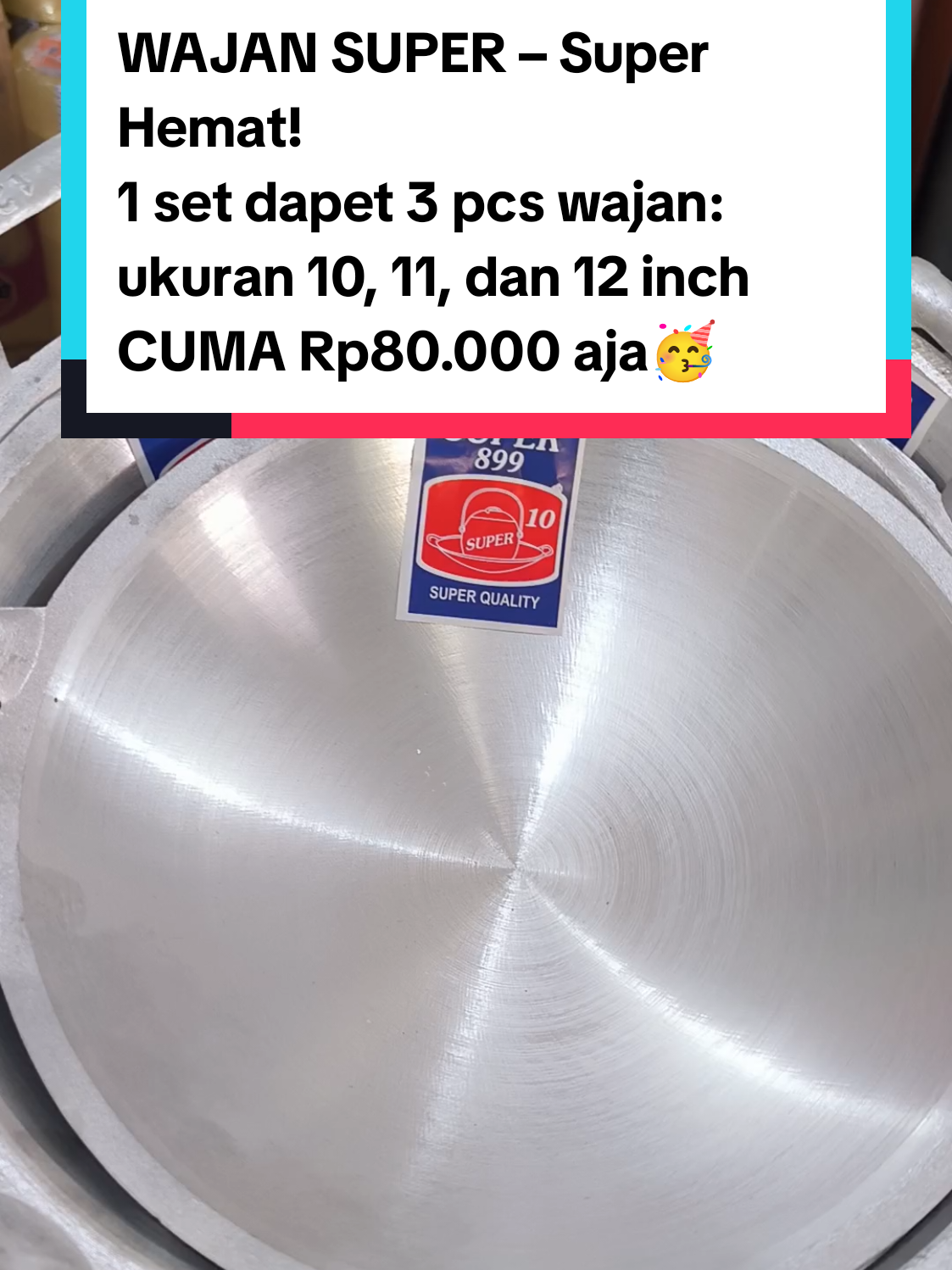 WAJAN SUPER – Super Hemat! 1 set dapet 3 pcs wajan: ukuran 10, 11, dan 12 inch CUMA Rp80.000 aja! Anti lengket, gampang dibersihin, dan tahan lama! Bisa buat tumis, goreng, sampe bikin telur dadar lebar! Cocok banget buat ibu rumah tangga atau kado isi dapur! Buruan sebelum kehabisan, stok terbatas! #WajanSuper #SetWajanMurah #WajanAntiLengket #WajanDapur #AlatMasakMurah #PerabotDapur #PromoDapur #Isi3Pcs #WajanMurah #BelanjaIbuIbu #RacunDapur #TikTokBelanja #MurahMeriah #FYP #hargahemat 