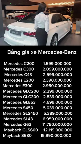 Bảng giá xe MercedesBenz #xh #mercedes #tiktokviral 