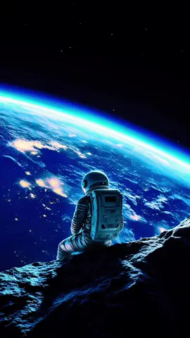 This 4K Live Wallpaper captures a breathtaking moment of solitude and wonder as an astronaut sits on the edge of a moon-like cliff, gazing at the glowing Earth below. #livewallpaper #4klivewallpaper #space #earth #astronaut #nature #epic #fantasyart #ai #fyp #fyi 
