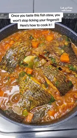 Save this fish stew recipe for your next lunch, thank me later 😋. What would you eat with this? Ingredients; Fish onions Green pepper  coriander  Egg plant Carrots  Tomatoes  Tomato paste  Curry powder  Fish masala  Royco Enjoy😉 #ugandanfood #ugandanfoodie #ugandans #tiktokfoodies #lunchideas #lunchtime #fishstew 