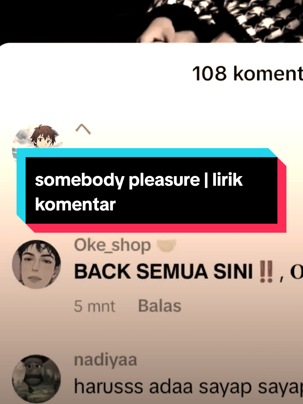 somebody pleasure | lirik komentar  #liriklagukomentar #musik #edits #lyric #liriklagu @rkori_nayyy 