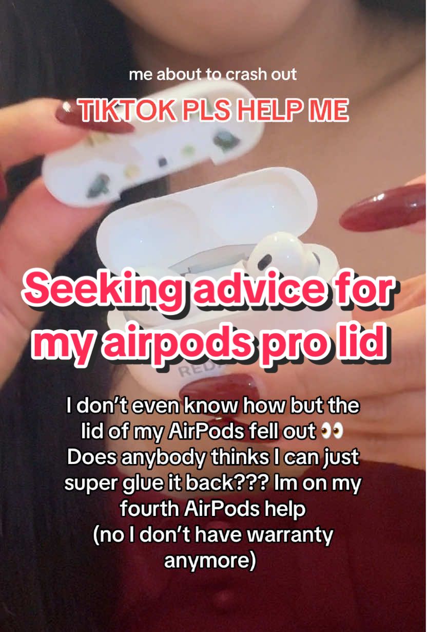 If I try to super glue the lid back… will it damage the electronics/magnets or whatever? Does anybody know? Please helpppp I don’t want to buy another AirPods 😭 Everything else is working fine. #plshelp #help #airpods #airpodspro #sendhelp #fyp #seekingadvice 