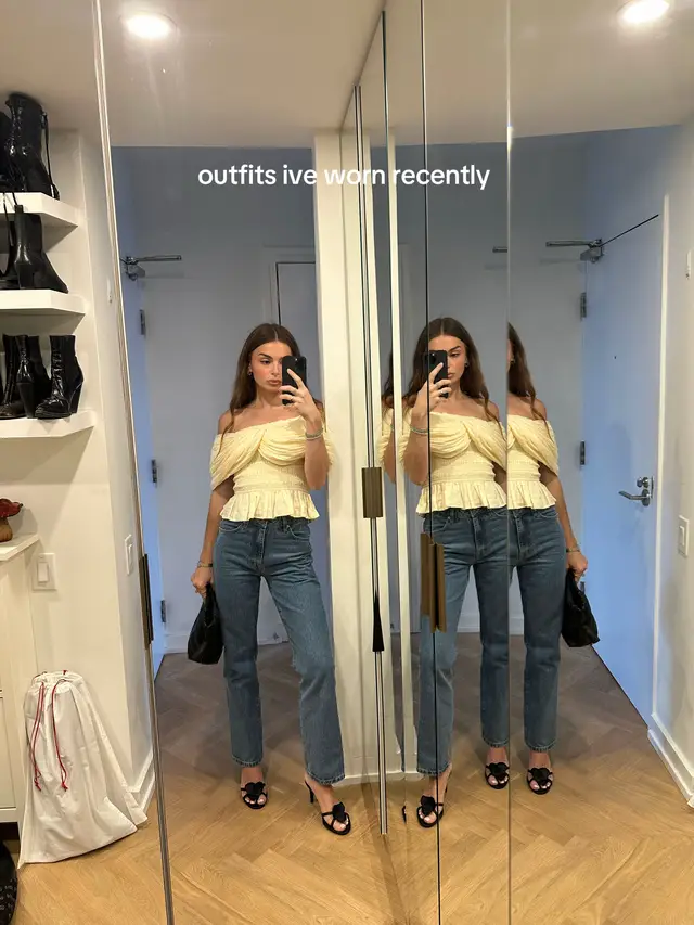 1. Sea top, @Uncle Studios jeans, miss may shoes, @Veronica Beard clutch 2. Uncle studios sweater, @Tekla pants, @Maison Margiela shoes 3. Uncle studios shirt and jeans, @Miu Miu blazer & hat,  4. Uncle studios top, old Zara capris, YSL shoes 5. All uncle studios and @J.Crew flats 6. Ysl dress, Manolo heels  7.  Dissh skirt, uncle top, bottega heels  8. All uncle, bottega heels