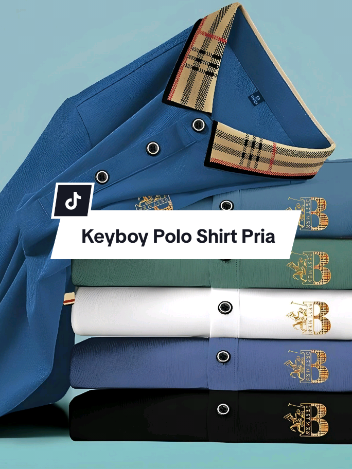 KeyBoy Polo shirt pria biru Korean style stretch dewasa cowok nygman kemeja kerah stand bordir premium kaos#poloshirt #kaospolo #kaoskoreanstyle #kaoskerah #kaospremium 