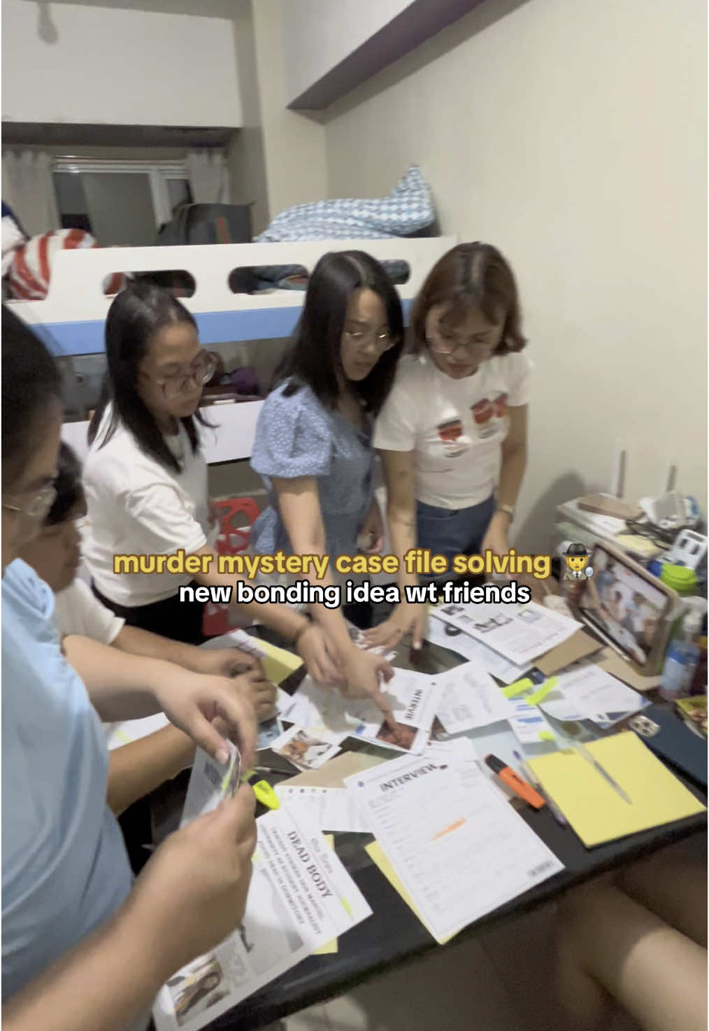 murder mystery game night 🕵️solving a case wt friends! we bought this on tiktok and IT WAS SO FUN we felt like detectives — file contains primer, interview transcripts, screenshots, suspects profile, socmed posts, autopsy report, etc.  #murdermystery #unsolved #unsolvedcasefiles #mysterycase #ph #fyp 