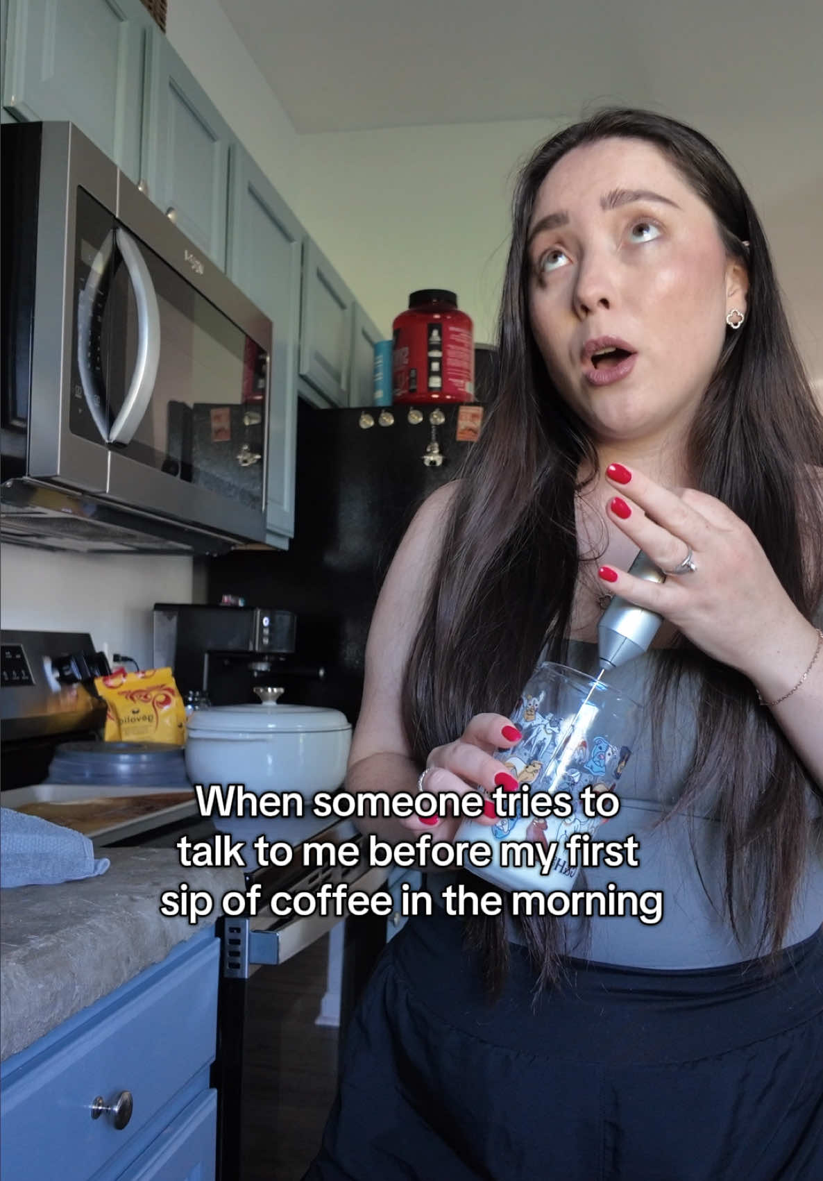 Don’t talk to me before my first cup of coffee 😭😭 Check out my fav milk frother in the orange shopping cart. 🛒  #coffee #coffeelover #coffeetiktok #fyp #funny #relatable 