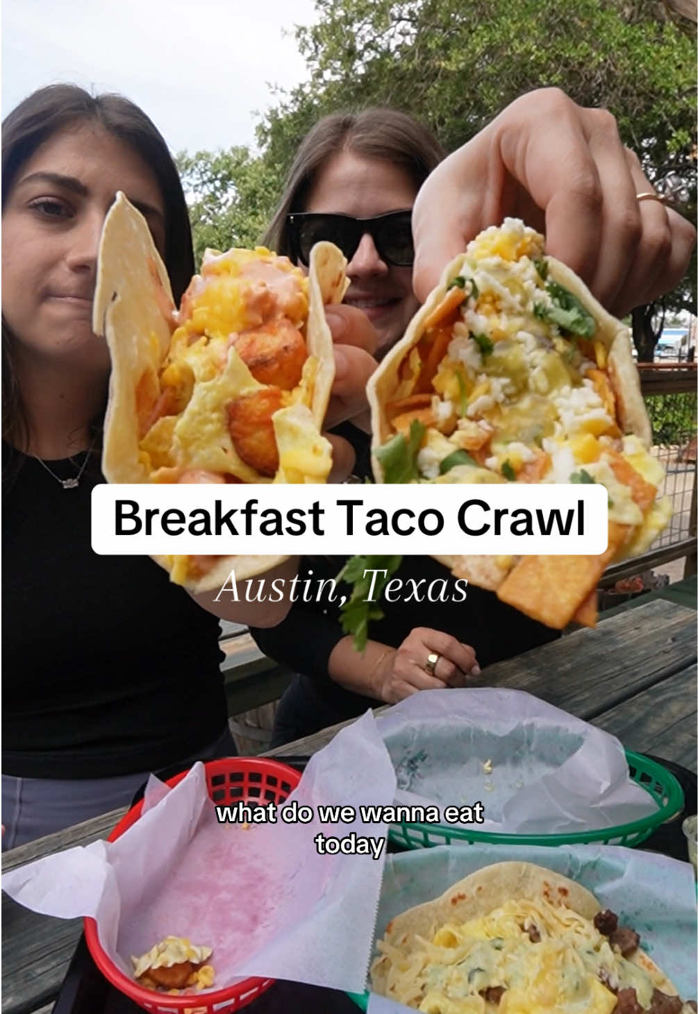 We went on a little breakfast taco crawl in Austin, Texas!! How’d we do?!  🌮 stop 1: Jo’s Coffee  🌮 stop 2: Veracruz All Natural   🌮 stop 3: Taco Joint   Watch until the end to see our favorite - we rated them all!!  #sistersnacking #austin #austintexas #texas #texasfood #breakfasttaco 