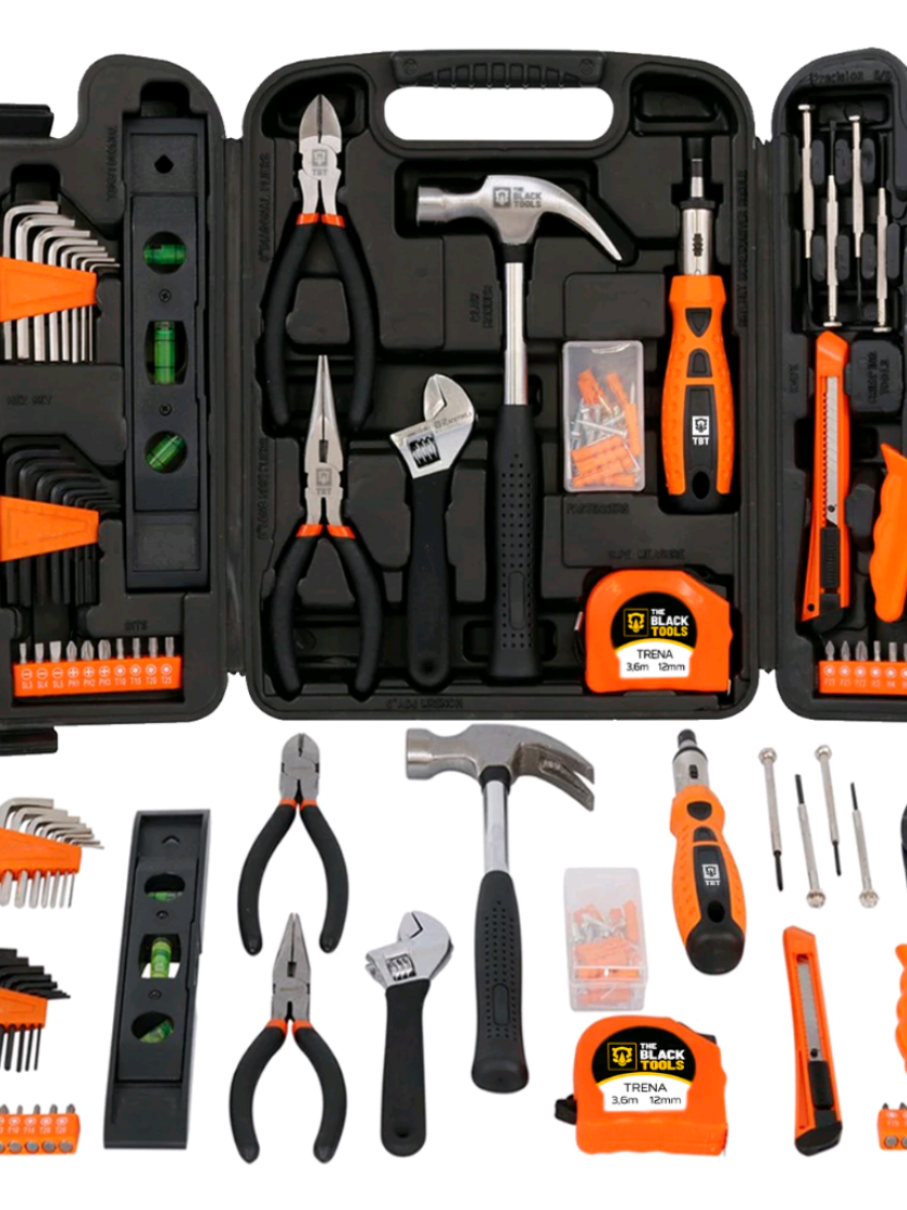 Este kit é perfeito para diversas utilizações no seu dia a dia. - Pasta resistente - Excelente qualidade - Durabilidade Contém itens - 1 pasta; - 1 alicate reto de meio bico, 160 mm (6,5 polegadas); - 1 alicate diagonal, 160 mm (6,5 polegadas); - 1 alicate de crimpagem de terminal; - 1 cabo anatômico com catraca de perfuração; - 4 botões precisos; - 1 chave ajustável/chave 6 polegadas (150mm); - 1 caneta stylus de 9mm; - 1 maça 250 g com cabo de borracha metálica; - 1 nível de 9 polegadas (230 mm) com 3 bolhas; - 10 parafusos (6 mm), cabeça chata, galvanizados, Philips; - Pregos de aço com 51 cabeças (20 mm); - 5 parafusos de máquina, cabeça redonda, com porca sextavada; - 4 ganchos; - 10 buchas plásticas (6x25mm) para fixação; - 1 fita métrica (3,5m x 12mm); Jogos de 20 bits: HEX, H3, H4, H5, H6, Square, S1 S2, Adaptador, TORX T10 T15 T20 T25, POZIDRIV 0 1 2, Phillips 1 2 3, Slot 3 4-5; - Conjunto de 16 chaves Allen: 1,5-2-2,5-3-4-5-5, 5,6MM, 1/16” – 5/64” – 3/32” – 1/8” – 5/32”, 3 /16”, 7/32”, 1/4.