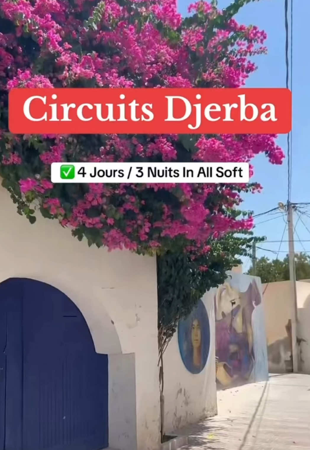 🌴✨ 𝐂𝐈𝐑𝐂𝐔𝐈𝐓 𝐃𝐉𝐄𝐑𝐁𝐀 – 𝟒 𝐉𝐎𝐔𝐑𝐒 / 𝟑 𝐍𝐔𝐈𝐓𝐄́𝐄𝐒 ✨🌴  🚍𝐴𝑣𝑒𝑐 𝑡𝑟𝑎𝑛𝑠𝑝𝑜𝑟𝑡 𝑒𝑛 𝑏𝑢𝑠 🏨 𝐻𝑒́𝑏𝑒𝑟𝑔𝑒𝑚𝑒𝑛𝑡 𝑒𝑛 𝐴𝑙𝑙 𝐼𝑛𝑐𝑙𝑢𝑠𝑖𝑣𝑒 𝑆𝑜𝑓𝑡 𝑎̀ 𝒍'𝒉𝒐̂𝒕𝒆𝒍 𝑴𝒐𝒏𝒂𝒓𝒒𝒖𝒆 𝑫𝒂𝒓 𝑱𝒆𝒓𝒃𝒂 𝒁𝒂𝒉𝒓𝒂 ►𝐋𝐞 𝐭𝐚𝐫𝐢𝐟 𝐜𝐨𝐦𝐩𝐫𝐞𝐧𝐝 ✅ #Transport assuré par #bus #touristique confort  ✅ #Logement 3 nuits en #all #in #soft à dar jerba zahra ✅ Balade en mer à #L'ile #aux #flamants #roses, Baignade, déjeuner et animation folklorique. ✅ Visite de l'usine de #poterie de #Guellala et l’accès au #musée du #patrimoine, Visite de la #Synagogue El #Ghriba  ✅ Visite de #Houmt #Souk & #El #Hara  ✅ Visite de #Djerba #Hood ►𝐋𝐞 𝐓𝐚𝐫𝐢𝐟 𝐧𝐞 𝐜𝐨𝐦𝐩𝐫𝐞𝐧𝐝 𝐩𝐚𝐬 ✅ #Equitation : Traversée du Laguna au coucher du soleil par calèches, chameaux et chevaux 