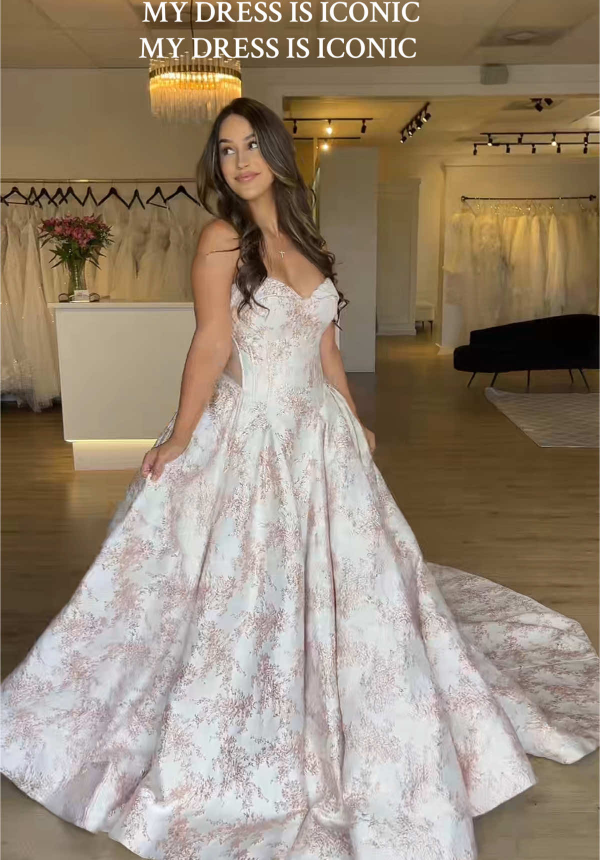 Be an ICONIC bride 🤩🎀✨ #fyp #pinkbridalgowns #pinkprint #dropwaistdress #dropwaistweddingdress #bridaltiktok  @Lauren Brooke 