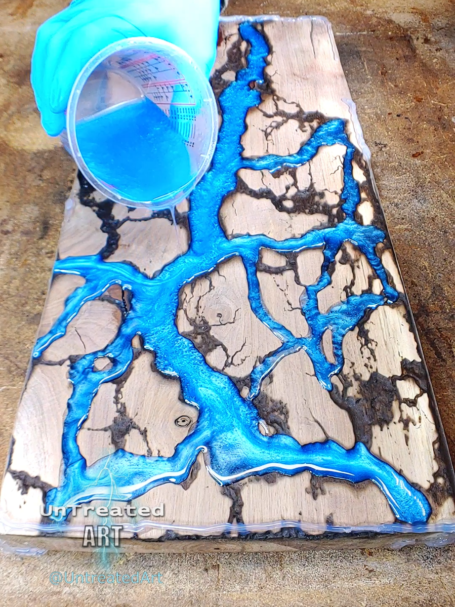 Tributary rivers filled in with resin, finished with a food oil  ⚡🔥🌊 #UntreatedArt #epoxyart #resinart #epoxy #resin #epoxyresin 