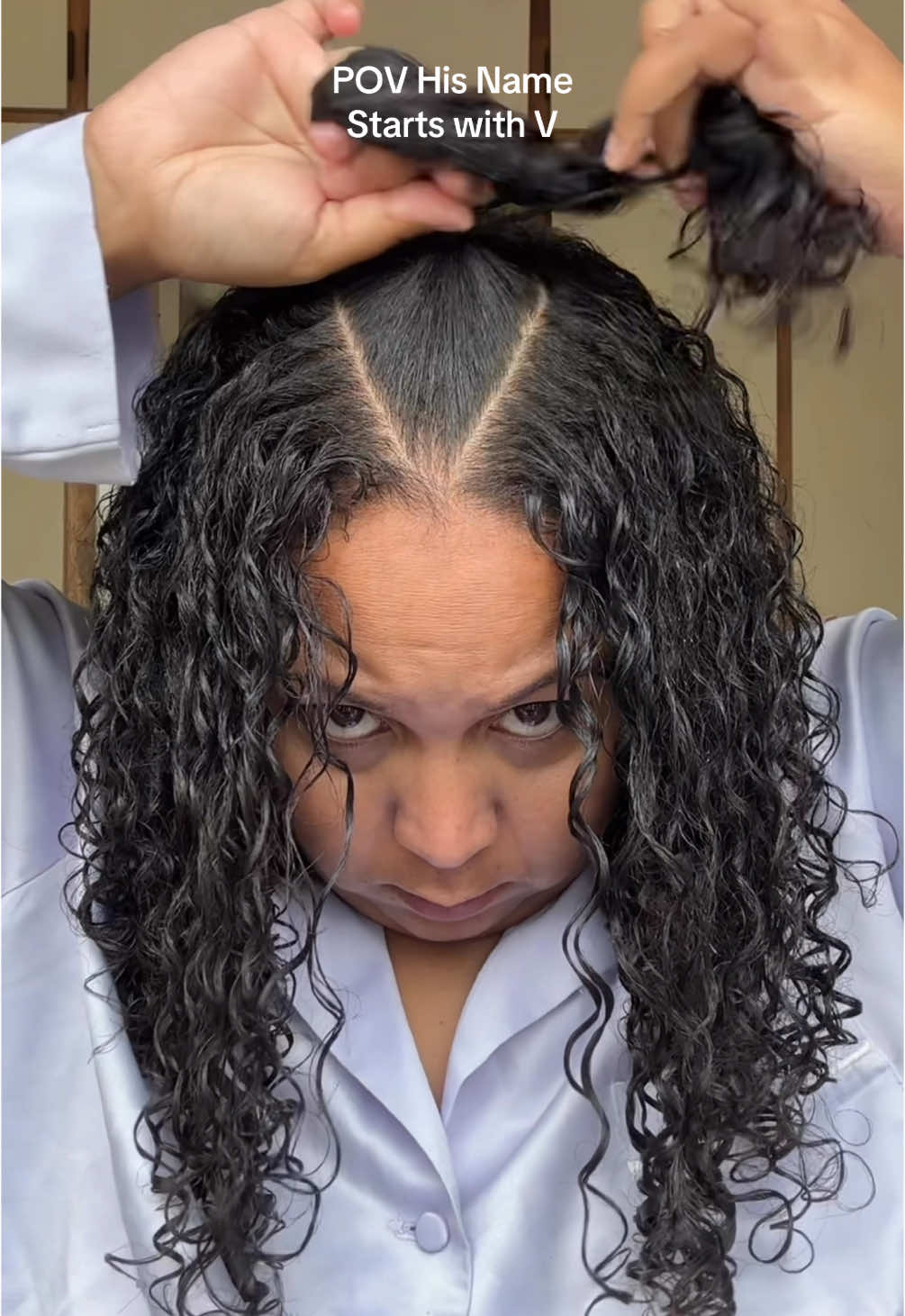 POV: His Name Starts w/ V #hairhack #naturalhair #naturalhairtiktok #hairtok #hairstyles #curlyhairstyles #hairstyletutorial #naturalhairstyles #curlyhairtutorial #curlyhair 