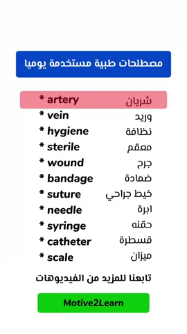 مصطلحات طبية باللغة الانجليزية مستخدمة يوميا . . . . . . English for nursing للمتقدمين للـ تمريض