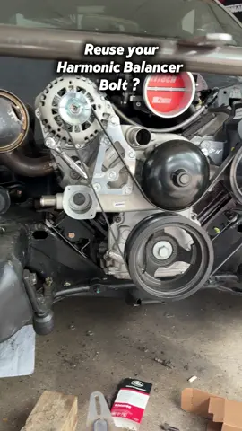 Reusing your harmonic balancer bolt? Don't. These are torque-to-yield for a reason @Dorman Products  #HoodBillyGarage #DormanProducts #HarmonicBalancer #LSBuild #EngineTips #CarContent #MechanicLife #TorqueSpecs #LSswap #BoostedLS #EngineBuild