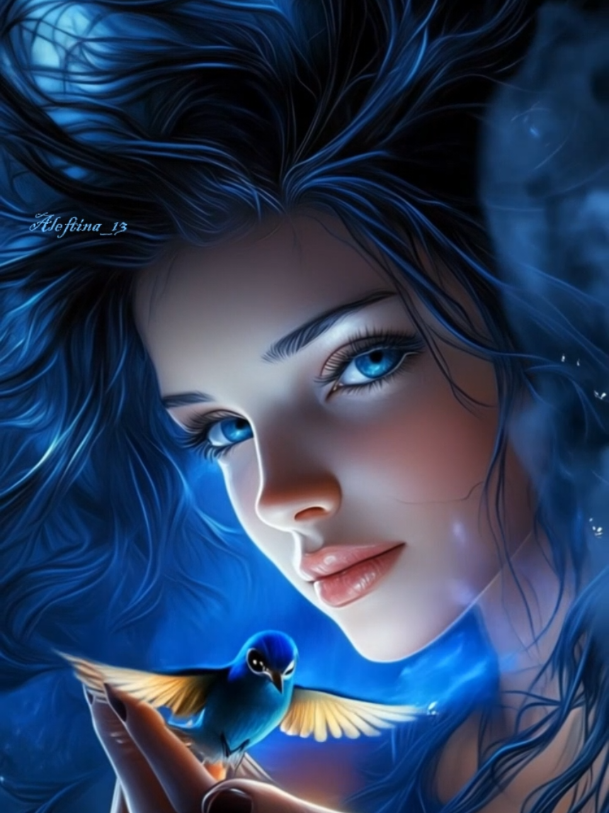 The Blue Bird 🐦 Синяя птица 🐦 #beautiful_girl #tik_tok #ai_generated #Fantasy #umar_keyn #relax_ music#