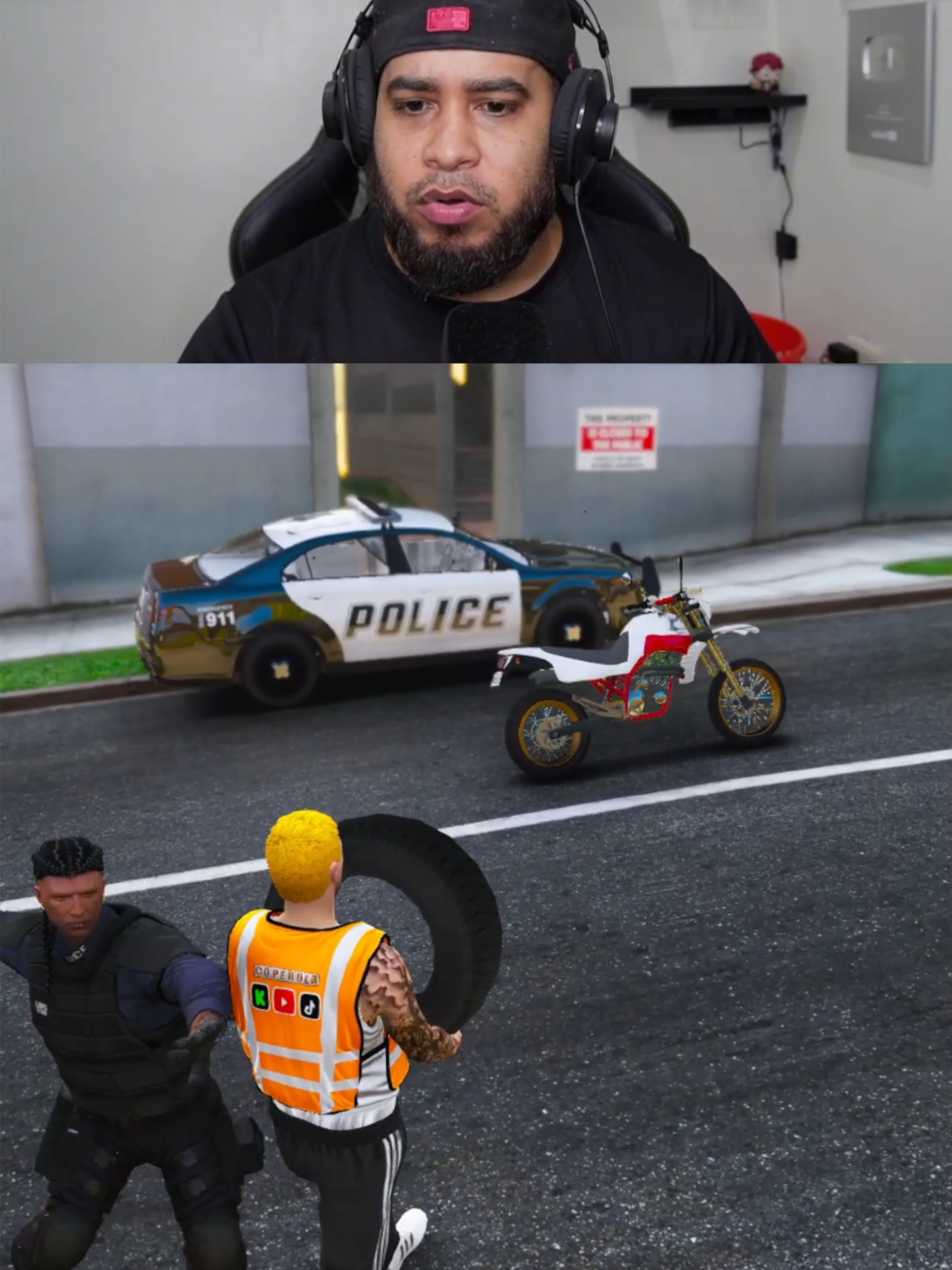 Le robo el neumatico a la policia 😂😂 #coperola #streamer #roleplay #gta #policia
