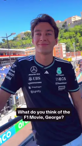 We have a review from George!!  😭🩵 #f1 #f1tiktok #f1drivers #f1fans #formulaone #f1content #formula1 #f1edit #trending #georgerussell #mercedesf1 #f1themovie #monacogp #bradpitt #damsonidris #fyp 