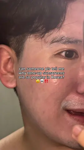 Tone up sunscreens = clown makeup on me 😭 #toneupsunscreen #koreanskincare #koreansunscreen #sunscreenviral #sunscreen 