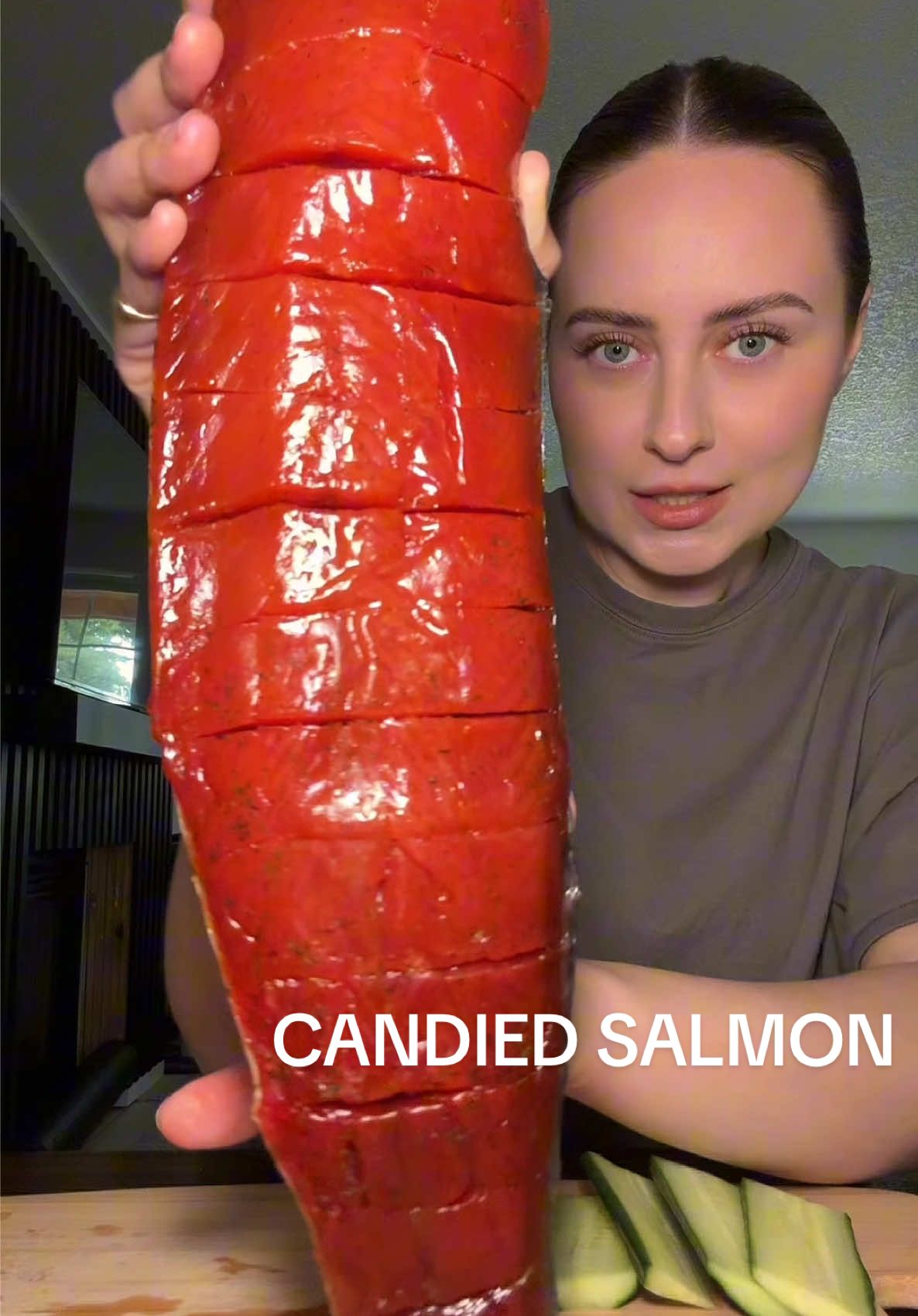 Am I not going fast enough for her?😆 we’re obsessed with candied smoked salmon 🍣 @soloveykitchen turned us into smoked fish girlies 😍🐟 . . . #mukbang #smokedsalmon #Foodie #eatingshow #eatwithme #candied #fyp #foryoupage #salmon #fish #fishtok #foodtiktok #cravings #babymukbang #sushi #babyeating #creatorsearchinsights 