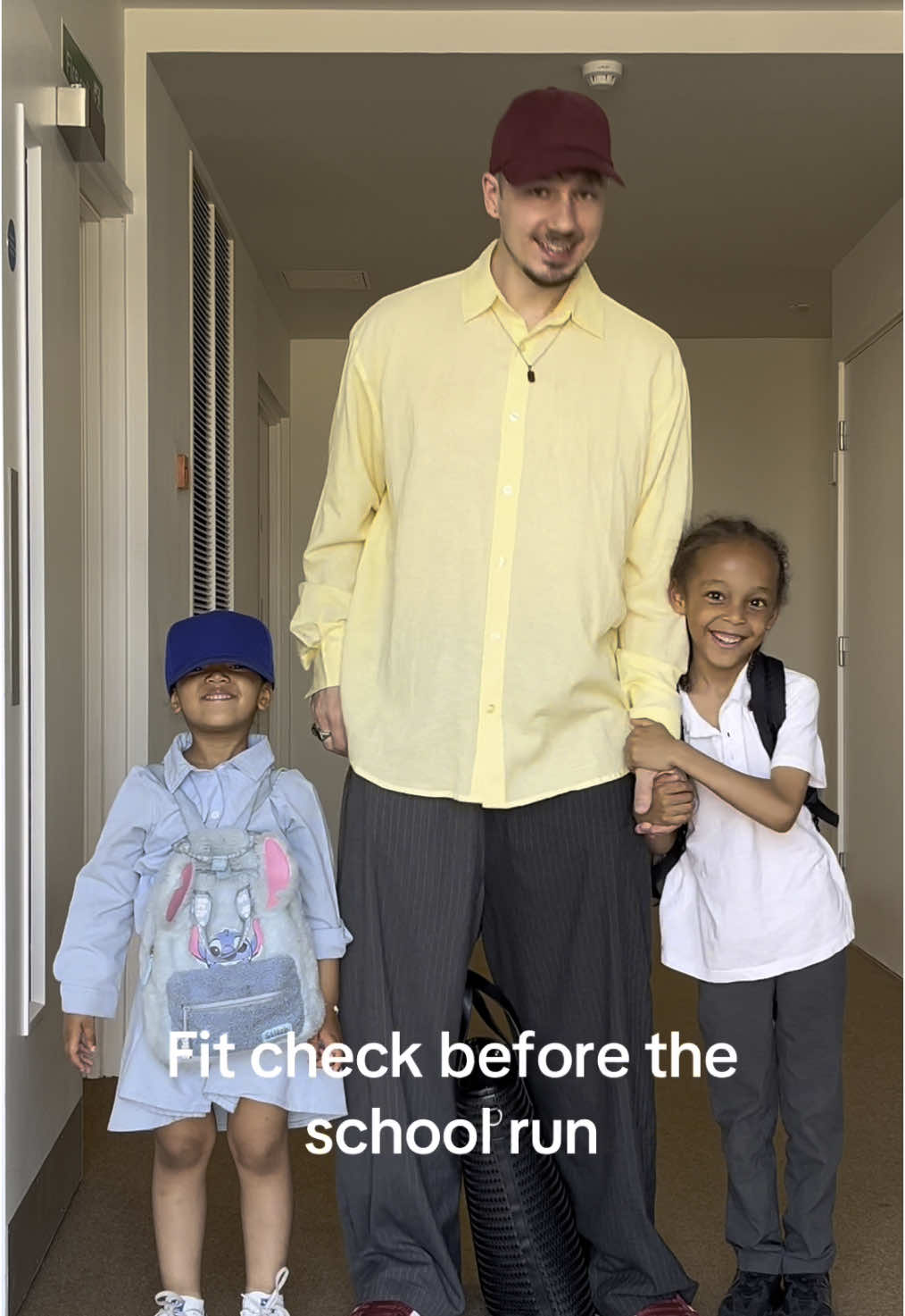 Little family fit check before the school run  #family #youngdad #fashion #fitcheck #fun #fyp #dance #yellow #buttermilkyellow #buttermilk 