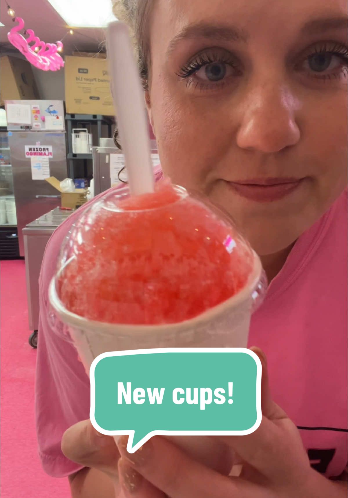 We’re phasing out all our cups and then all 4 sizes will have this same style of cup! 😍 #fyp #SmallBusiness #businessowner #dayinmylife #frozenflamingo #frozencustard #work 