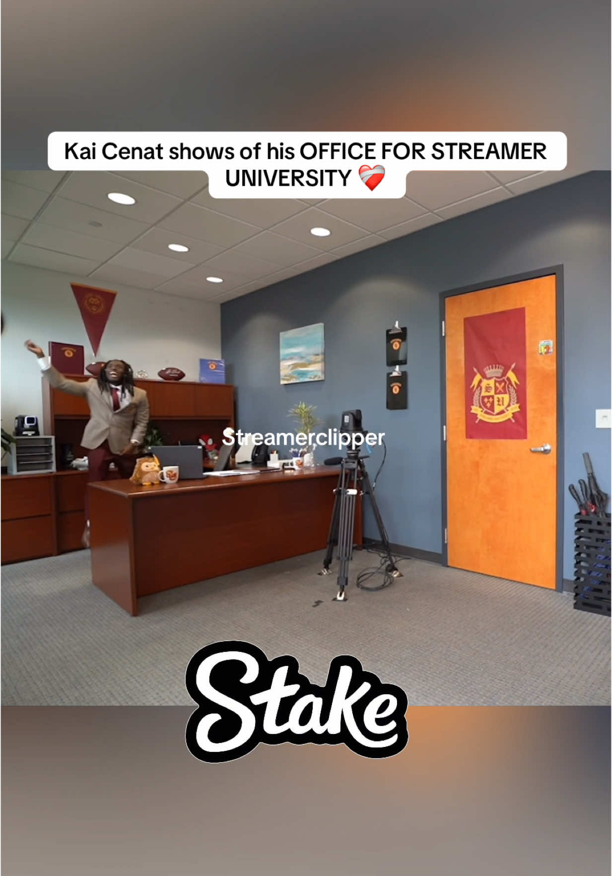Kai Cenat shows of his OFFICE FOR STREAMER UNIVERSITY ❤️‍🩹#fypシ #streameruniversity #kaicenat 