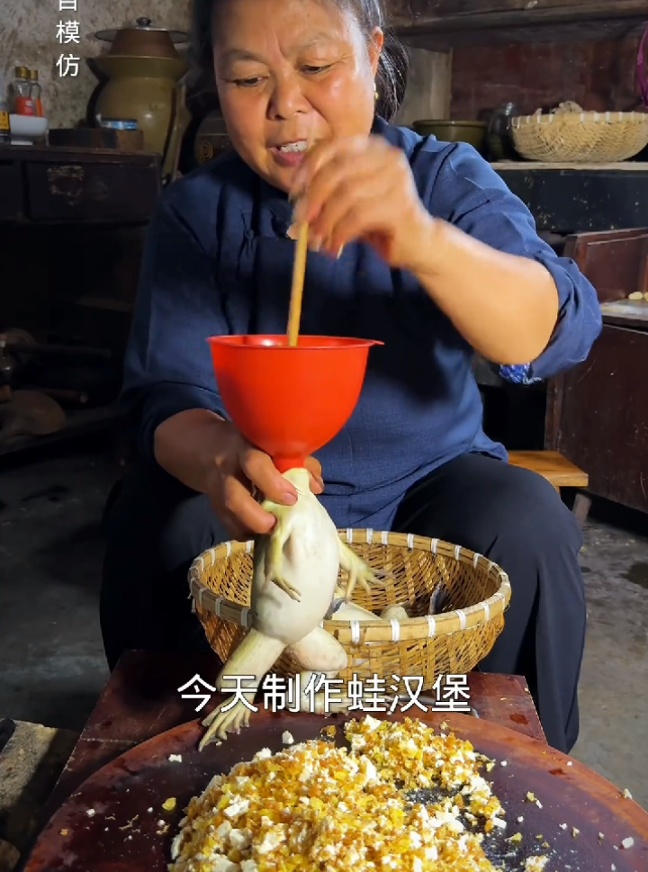 Chinese grandma makes delicious traditional stuffed frog. In Chinese cuisine, frog meat is considered a delicacy, especially in regions like Guangdong and Sichuan. One popular dish is **
