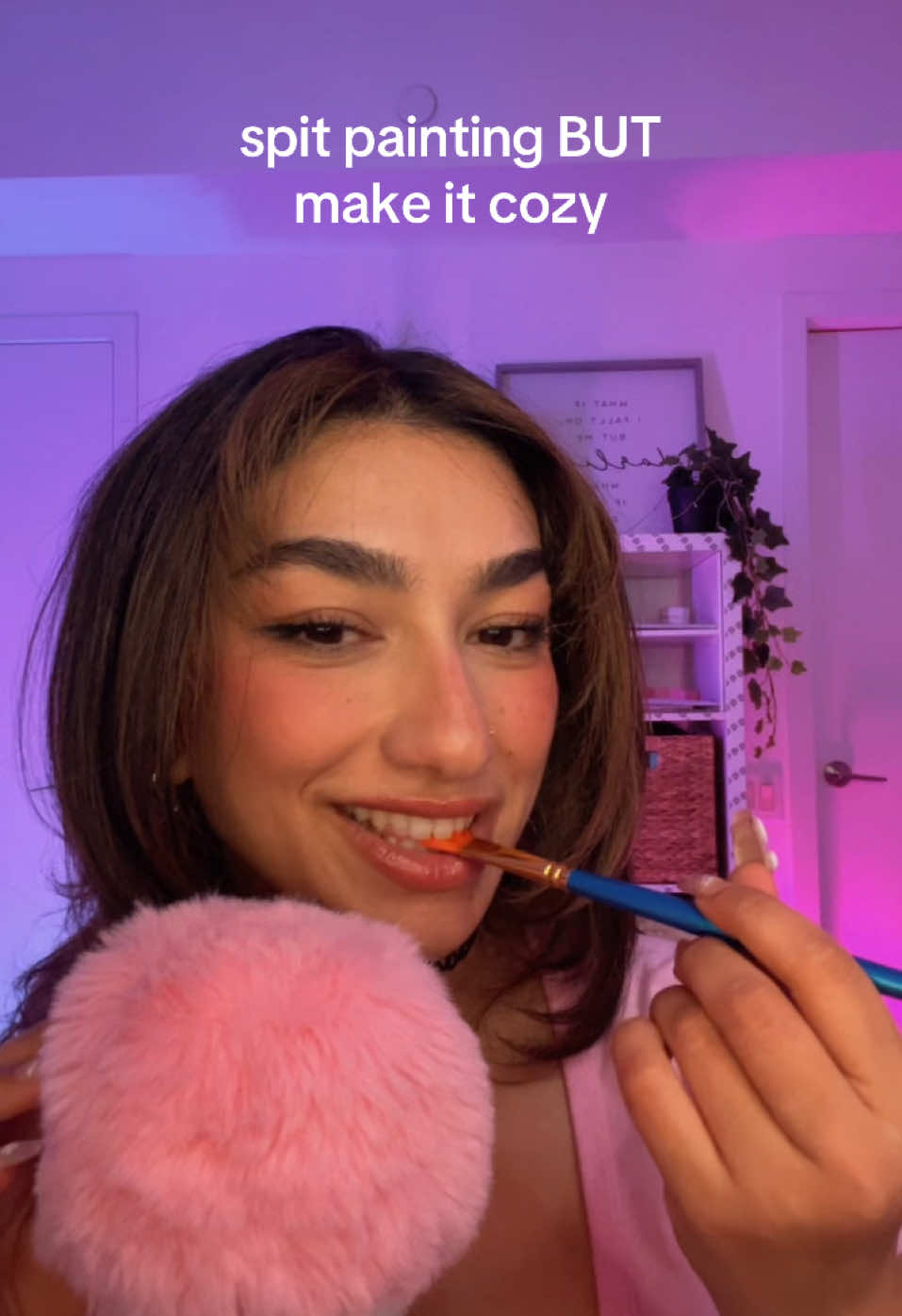 do u prefer cozy kisses or spit painting?? #asmr #spitpainting #mouthsounds #asmrvideo #asmrsound 