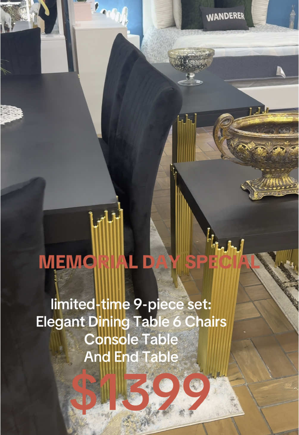 MEMORIAL DAY DEAL — 9 PIECE DINING SET ONLY $1399! Celebrate in style with this complete set for just $1399: • Dining Table • 6 Chairs • Console Table • End Table Easy Payments Available – No Credit Needed Fast Local Delivery | Nationwide Shipping Call or Text: (862) 239-0120 Visit us: 3795 10th Ave, New York, NY 10034 LIMITED TIME OFFER — WHILE SUPPLIES LAST! #MemorialDaySale #FurnitureDeals #DiningSet #NYCFurniture #BronxFurniture #DiningRoomStyle #EasyPayments #HomeDecor #WashingtonHeights #patersonnj 