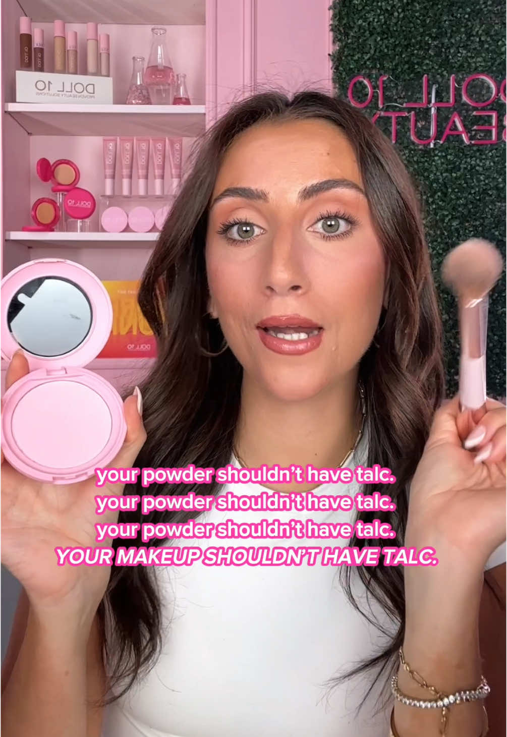 You’ll NEVER find talc (or 2,400+ other known toxins) in our products here at Doll 10! 💓🙌 We create products that are GOOD for your skin while also being high performance! 😍🙌  Our NEW Pressed Pink Powder will give you the BRIGHTENING & BLUR that you loved in our VIRAL loose pink powder… but now in a portable version!🤭💕 Doll Squad- you have the first look at our new launch! 🥳👀 Who’s excited? #talcfree #talcfreepowder #pinkpowder #cleanbeauty #cleanmakeup #doll10 #doll10beauty #pressedpinkpowder #pressedpowder 