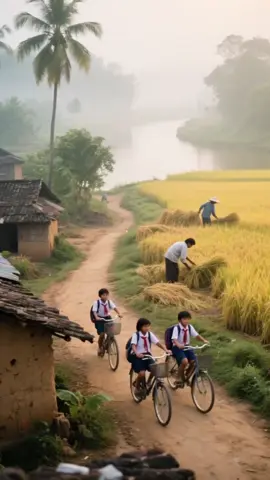 Ký ức tuổi thơ - Đi học trong buổi sáng sớm ở làng quê nghèo khi xưa #viral #viralvideo #viraliza #kyuoctuoitho #donglua #fpy #xuhướng 