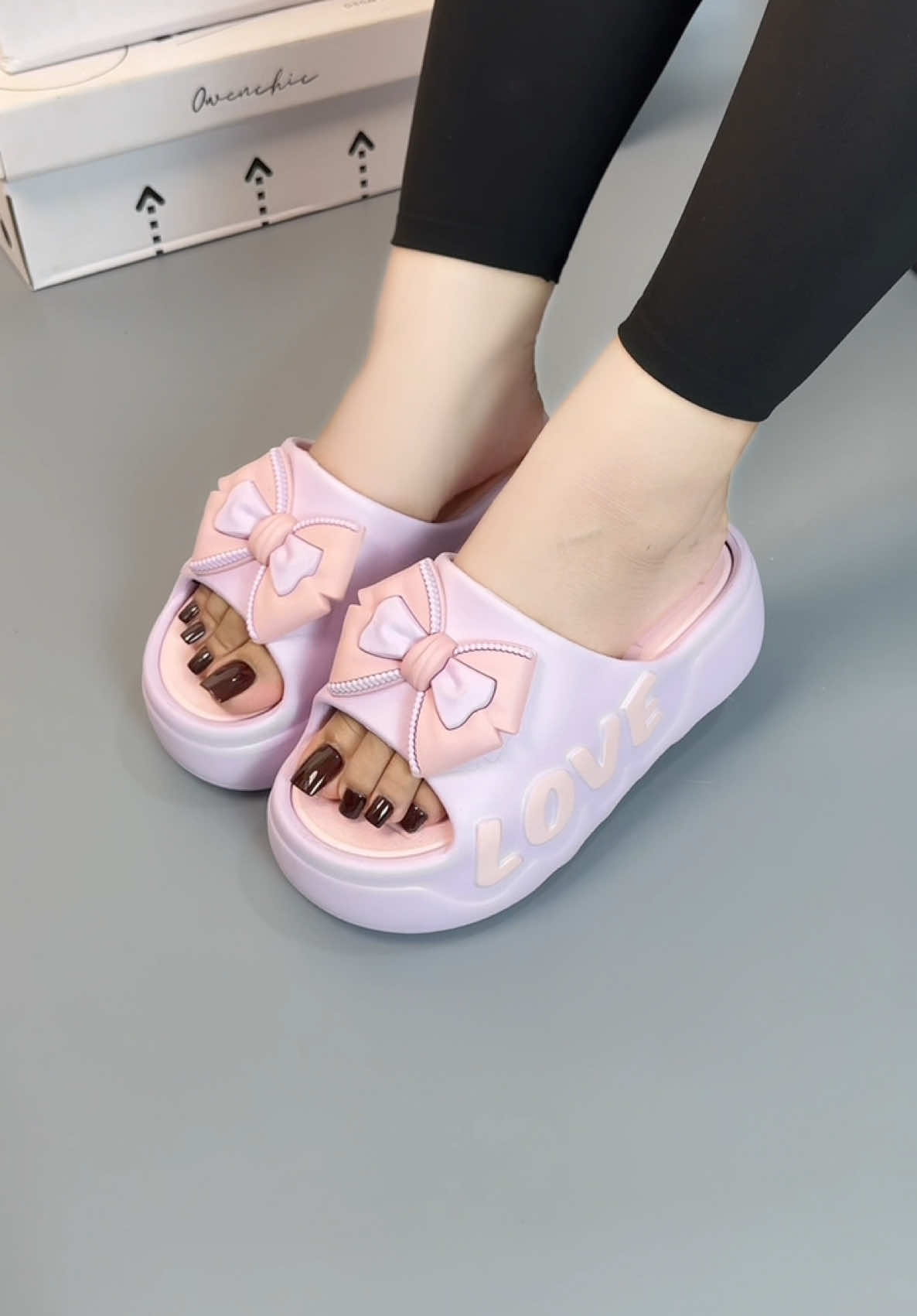 Dép bánh mì chữ LOVE có gắn nơ siêu cưng đế cao 7cm hách dáng, siêu nhẹ dễ đi #giaydep #giayxinh #giaycaogot #guocxinh98 #xuhuong #fyp #viral 