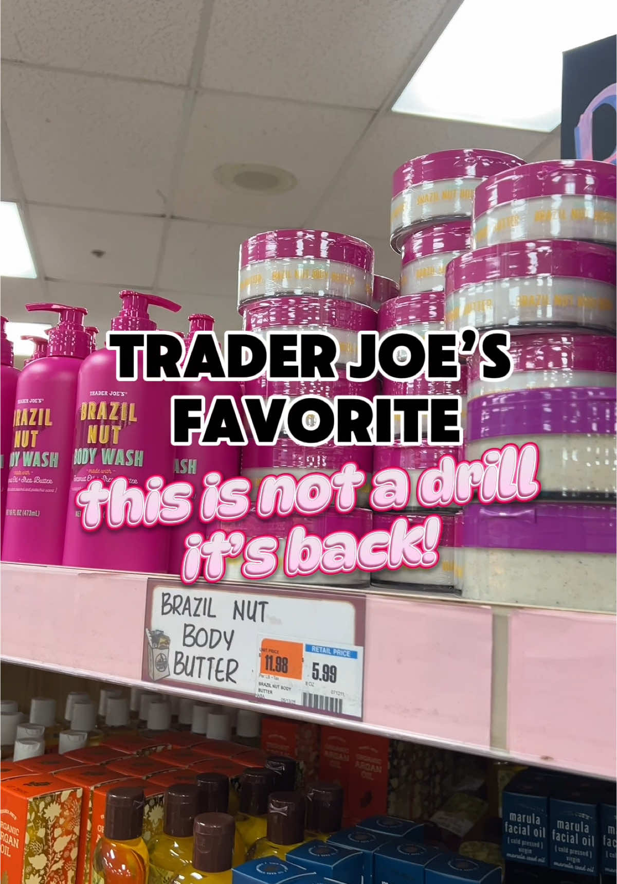 OMG the way i gasped… the brazil nut body butter is back at @Trader Joe's and i couldn’t be more excited!!! the best smelling body lotion ever! stock up because it’s only here for a limited time! #traderjoes #traderjoesmusthaves #brazilnutbodybutter #traderjoeshaul #traderjoesfinds 