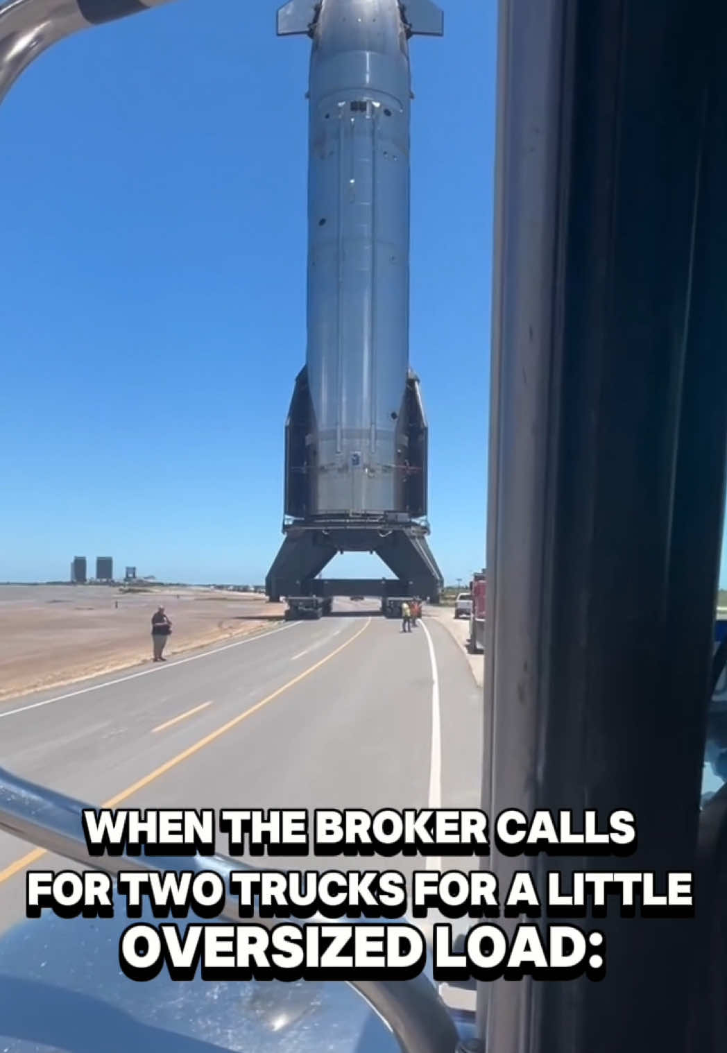 When the broker calls for two semi trucks for a “little” oversized load, just 2-3 feet overhand. #heavyhaul #opendeck #truckdriver #bigrig #18wheeler #trucking #trucker 