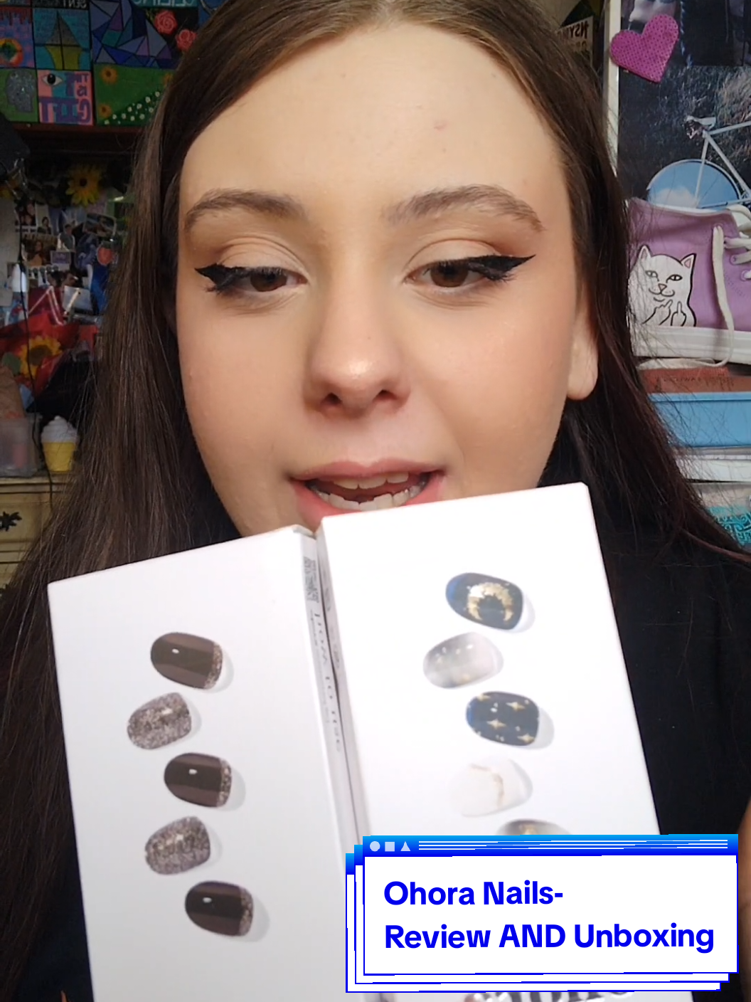 REVIEWING AND UNBOXING OHORA NAILS💙 thank you to @ohora USA for gifting these products!! You can use code TRINITY to save✨ I'm actually so impressed with how these nails lasted🤩🖤 #ohoranails  #ohora #nailstickers #nailart #diynails #gelnails #xyzbca #fyp 