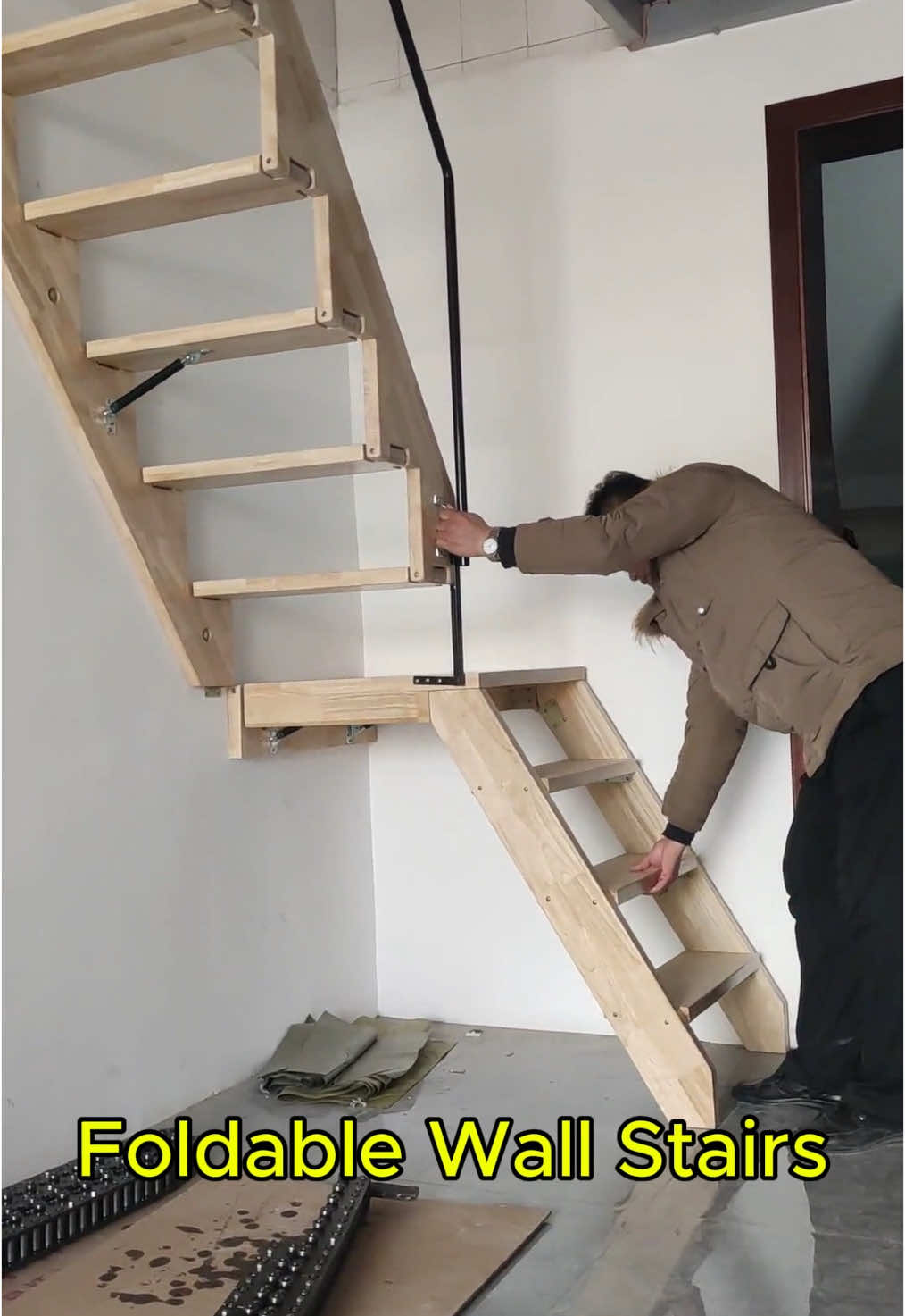 Household Folding stairs wall storage ladder attic invisible custom ladder staircase #foldablestairs #staircase #ladder #foldingstairs #design #decorate 