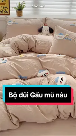 Bộ chăn ga với hoạ tiết thêu len đáng yêu cũng tone nâu sạch sẽ mà dễ dùng lắm luôn, mê quá đi mất #gocmo #decor #changa #phongngudep #trangtrinha #trangtriphongngu #cotton #muahe #gagiuong 